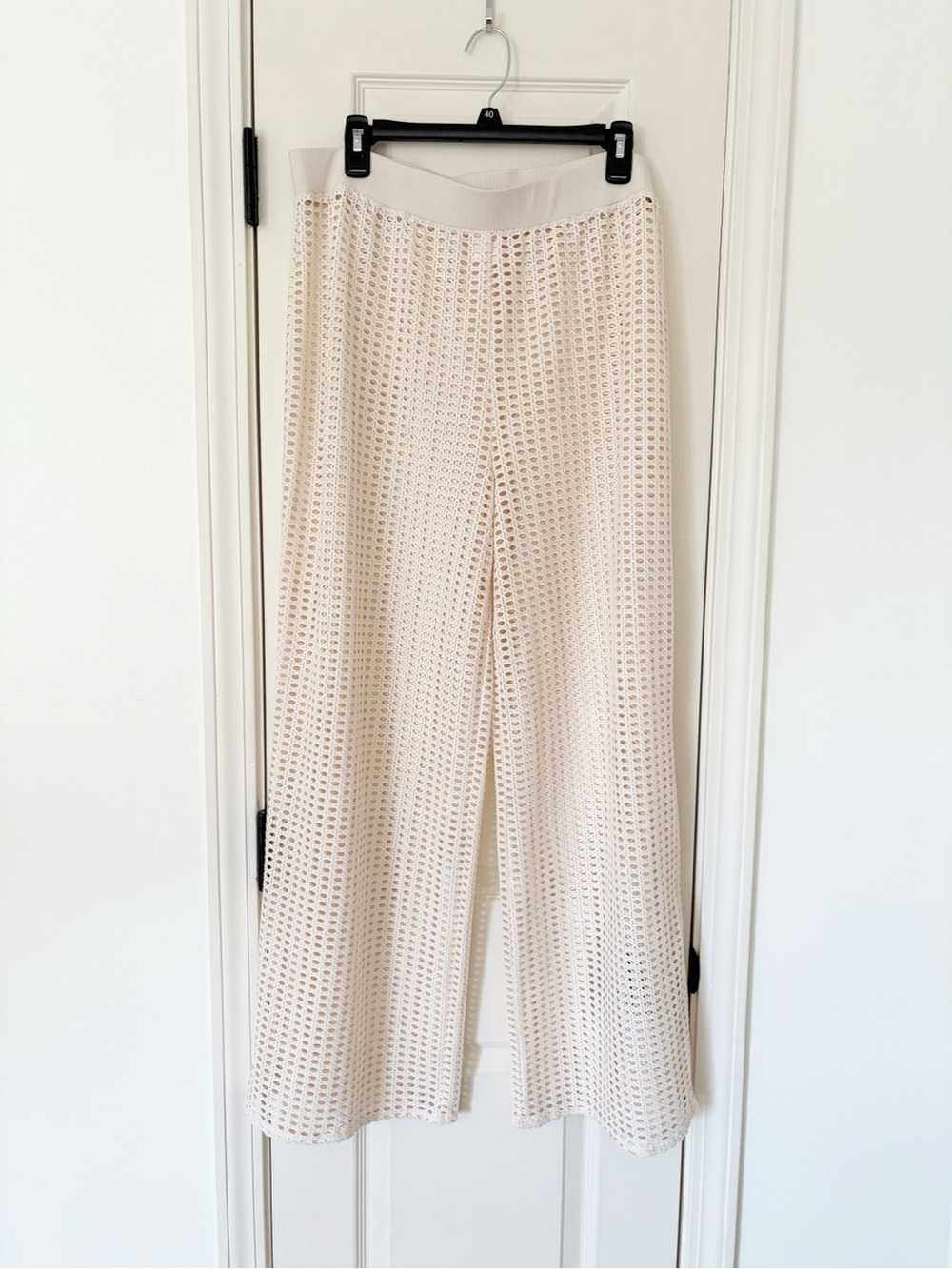 XL • Shade and Shore Cream Wide-Leg Crochet Knit Pants swim pants